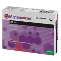 Марфлоксин 80мг антибактеріальні таблетки (марбофлоксацин) 1тб/40кг, 12 таблеток, KRKA